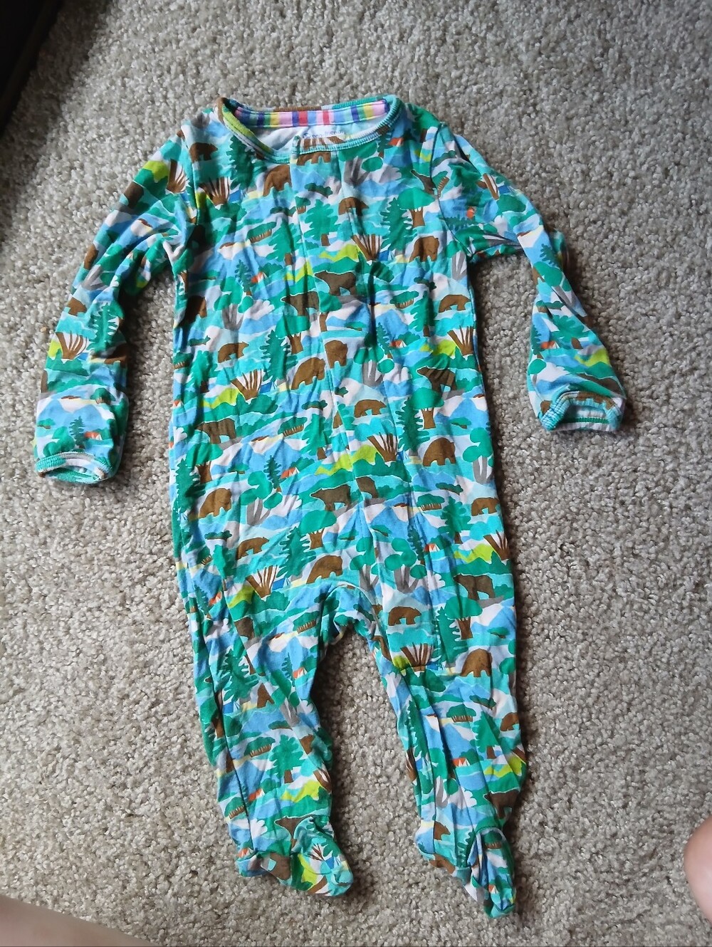 Magnetic Me Green & Blue Forest Animal Print Footed One-Piece